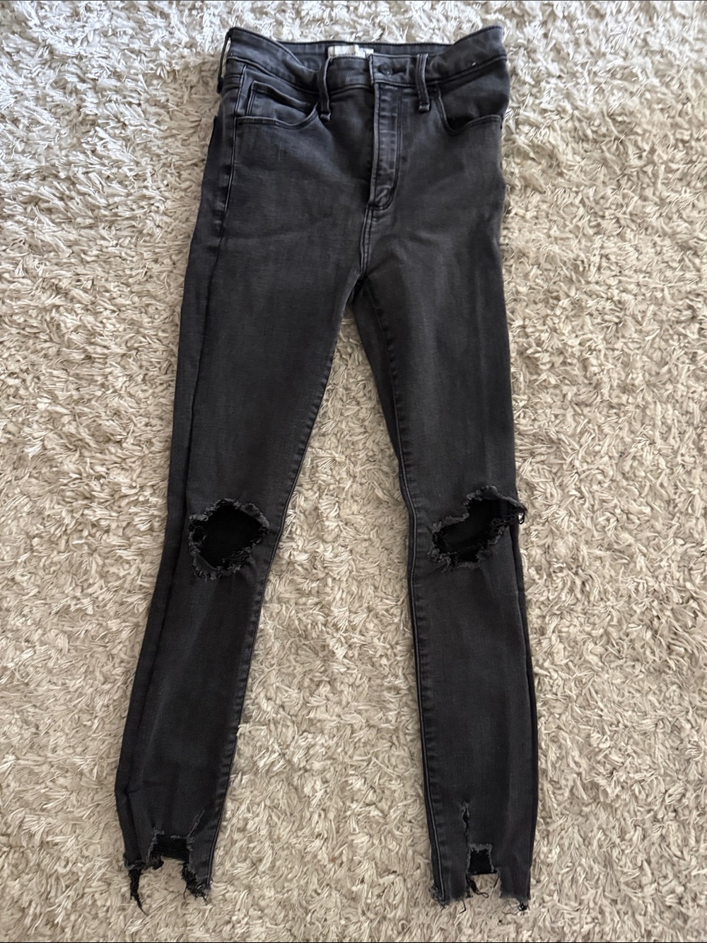 Abercrombie & Fitch Black Distressed High-Rise Skinny Jeans
